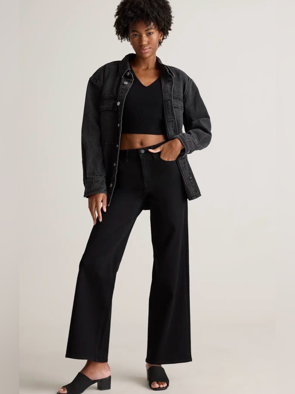 Quince Bella Stretch Wide Leg Jeans - Picture 2 of 7